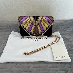 Givency Wings Suede/Metallic Multi Wallet on Chain